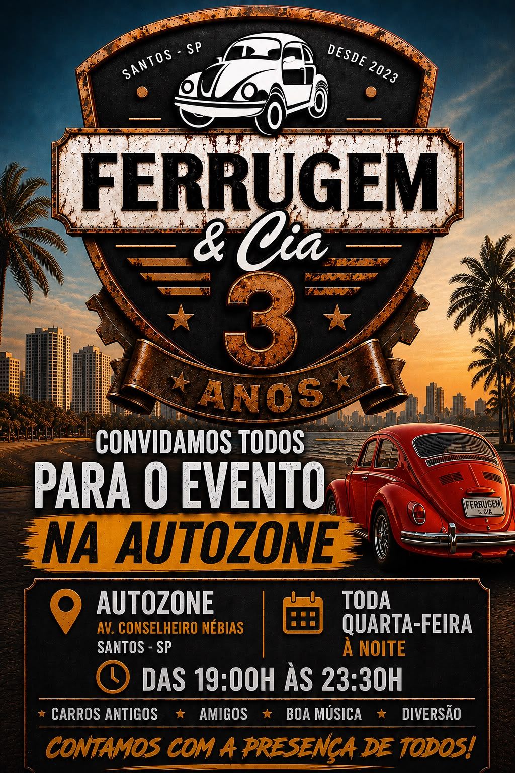 Ferrugem & Cia na AutoZone · Santos · Qua 28/10